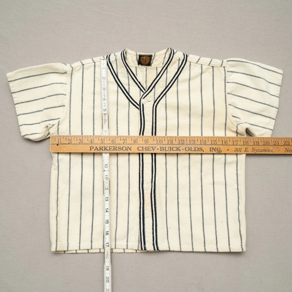 Vintage 40s 50s Empire NY Youth Baseball Uniform Pinstriped Cat Eye Buttons M